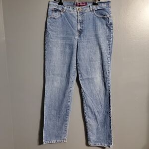 Vintage Gloria Vanderbilt Striped Denim Jeans Straight Leg Women's Size 14